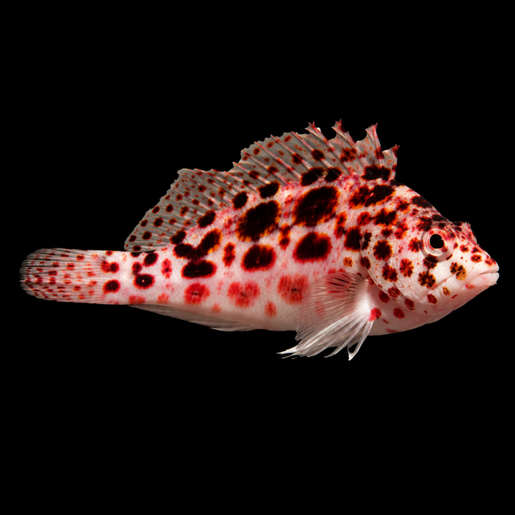 Red Spotted Hawkfish Cirrhitichthys falco (M)